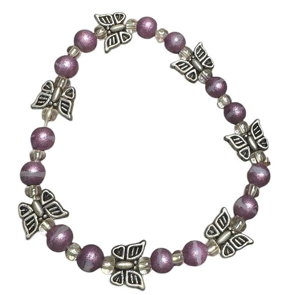 Handmade Beaded Charm Bracelets Set of 3 Silver Tone Fashion‎ Jewelry - Picture 3 of 6